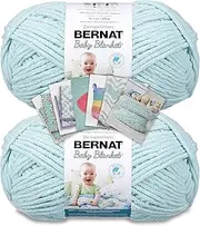 [Bernat Baby Blanket] Yarn - Big Ball (10.5 oz) - 2 Pack with Pattern Cards in Color (Seafoam)
