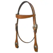 HS Hilason Western Horse Genuine Leather Headstall Bridle Engraved GS Concho