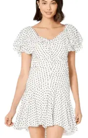 Bardot Anthropologie New Tags Jessi White Dress Polka Dot Rouched Size 10