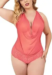 [Accessorize Kingdom] Lace Teddy Bodysuit for Women Mesh Babydoll Lingerie, Perfect for Special Nightwear Honeymoon