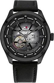 [Tommy Hilfiger] Oliver Black Leather Black Dial Men's Watch