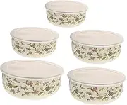 Ipetboom 5Pcs Mixing Bowl with Lids Versatile Enamel Bowls for Food Storage Salad Serving Airtight Containers for Kitchen Use Multi Sized Fruit Soup Bowls