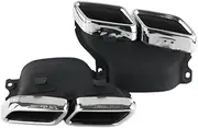 For Mercedes Benz C-Class W205 C63 AMG 2015 To 2018 Exhaust Tip With Square Muffler, Tip Nozzle Carbon Fiber(Silver)
