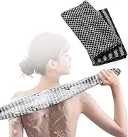 2 Pack African Net Sponge & Korean Exfoliating Mitt - Dual-Sided Back Scrubber for Shower, Deep Exfoliating Towel & Body Wash Cloth for Men/Women (Black)
