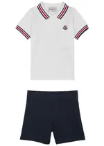 Moncler Kids Piqué Stretch-cotton Polo Shirt and Shorts set - White Other - 18 Months 18 months