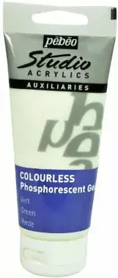 PEBEO Studio Acrylics 100 ml Phosphorescent Gel, Colourless Green, 6.5 x 4 x 15