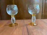 PAIR Roemer Pieroth Theresienthal Etched Wine/Cordial Glasses