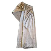 Aidan Mattox One Shoulder Caped Gown Maxi Dress High Slit Size 8 Women's NWT