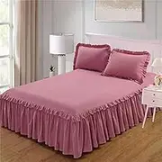 Bed Valance Skirt Bed Skirt Double Single Valance Small Super King Size Pink Polycotton Base Valance Sheet 180*200CM 200*220CM|Princess Bed Dress Easy Care Extra Deep Platform Base Valance Bed Sheet