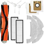 [Generic] 9 PCS parts Compatible with Dreame D10 Plus RLS3D Robot Vacuum Cleaner Main brush, side brush, HEPA filter, dust bag, Mop cloth Replacement kit Accessories, White