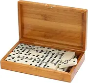 Daseeme Double S Dominoes Set Entertainment Recreational Travel Game Toy Black Dots Dominoes