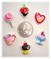 LAST 1 - 6PC BLING SWEETS CUPCAKE SUNDAE FLAT BACK FLATBACK RESIN FOR BOW CENTER