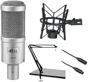 [HeiL] Sound PR 40 Dynamic Cardioid Studio Microphone Bundle with PRSM Shock Mount (Black), Two-Section Broadcast Arm and Microphone Cable