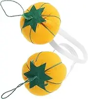DOITOOL 2Pcs Pumpkin Wrist Strap Pin Cushion Compact Sewing Needle Organizer with Elastic Band for Quilting and Needlework for Crafting Enthusiasts