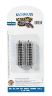Bachmann E-Z Track 19" Radius Curve Half Section, Nickel Silver Rail, N Scale