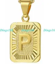 Alphabet Letter "P" -Solid 18K Yellow Gold Filled Tarnish-Free Pendant+ Necklace