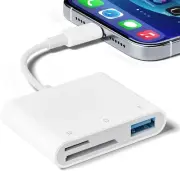 SD Card Reader for iPhone, 3-in-1 Memory Card Reader with USB OTG Camera Adapter