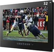 Haocrown 32-Inch Bathroom TV Waterproof Smart Mirror Android 11.0 Television Full HD 1080p Smart TV with DVB Tuner Wi-Fi Bluetooth(2023 Model,Black Frame)