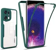 [ILING] Transparent Case for Oppo Find X5 Pro 5G, 360 Degree Full Body Shockproof Protective Case with Built-in Screen Protector, Ultra Thin Hard PC Silicone TPU Mobile Phone Case (Green)