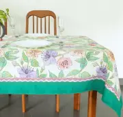 Mellow Buff 100% cotton tablecloth, printed rectangle multicolor Floral 55"×70"