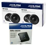 Alpine Amplifier MRV-M500 + 2 PCS 12in. Alpine Subwoofer W12S4 4ohm 750W EACH