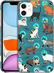 SuzaCase Back Case for iPhone 11, iPhone 11 Case with Stylish Space Cat Pattern Design Printed Cute, Sleek Durable Hardshell Protective Designer Phone Case/Cover for iPhone 11