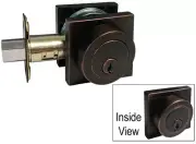 Oil Rubbed Bronze Square Plated Double Deadbolt Door Handle Lock lockset