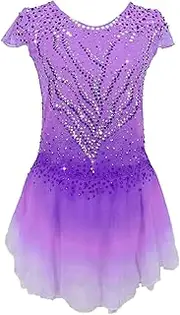 [Zagitova] Ice Figure Skating Dress for Girls Applique Women Solid Color Competition Dance Outfit with Shiny Rhinestone