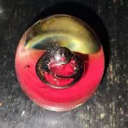 Red Bubble Swirl Glass Paperweight