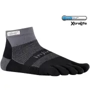 Injinji RUN Midweight Mini-Crew Running Socks - Black/Grey - M