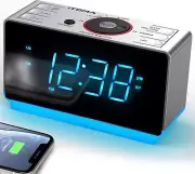 Alarm Clock Radio with Bluetooth, FM Radio, Dual Alarm with Snooze, Large LED...