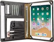 Vintage Crazy Horse Leather Portfolio with 3-Ring Binder for 12.9 inch iPad Pro(2015/2017 Ver.),Tan