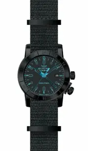 Glycine GL1025 Airman 42mm Swiss Quartz GMT Black Dial Black Nylon Strap Watch