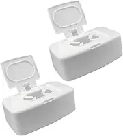 Generic 2pcs Storage Box Wet Tissue Case Flushable Wipes Bathroom Wipes Case Wet Paper Holder Wet Tissue Holder Pocket Tissue Holder Spectacle Wipes Reusable Travel Wet White Pp