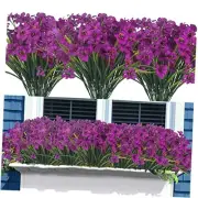20 Bundles Artificial Flowers Outdoor UV Resistant Fake Flowers () Deep Purple