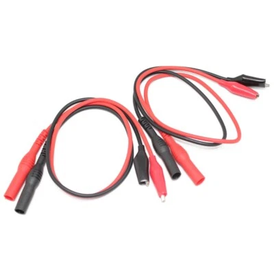 Banana plug to aligator clip test lead 4FLUKE multimeter R+B 40cm 2 pairs P1040