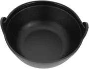 FIXOSHEE Cast Iron Cauldron Pot Portable Non Stick Cookware for Outdoor Camping Picnic Deep Skillet with Handle for Stewing Frying and Grilling Family Meals