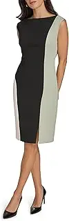 [Calvin Klein] Women's Scuba Crepe Color Block Cap Sleeve Sheath Dress