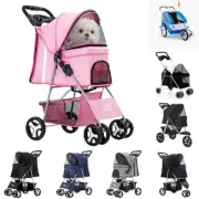 Pet Stroller Dog Cat Pram Travel Carrier Foldable Pushchair Outdoor Large Size