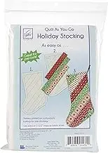 June Tailor Quilt As You Go Holiday Striped Stocking - 1/Pack, Off White