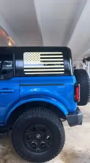 Quarter Window American Flag Non Distressed (2021-2023 Bronco) Black Reflective