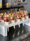 White Charcuterie Stand Holder with Cones Toothpicks Food Grazing Table