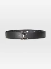 Black Reversible Initials Monogram Belt