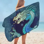 Scary Blue Dragon Microfiber Beach Towel