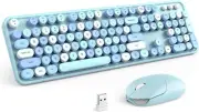 MOFII Wireless Keyboard Mouse Combo, Blue Colorful W/Round Keycaps 2.4GHz Bx 16
