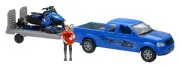 NewRay 1:18 Scale Pick Up with Trailer & Polaris Switchback Blue Snowmobile