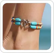 [ANGLEQUEEN] Turquoise Starfish Anklets for Women Bohemian Western Anklet Bracelets Summer Shell Starfish Anklets Waterproof Hawaiian Ocean Beach Surf Anklet Summer Beach Jewelry