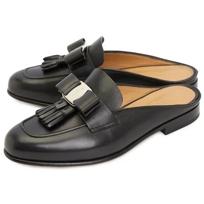 Salvatore Ferragamo Bara Bow Women's Mule Slippers ONOFRIA NERO 0758462 52318855