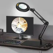 Magnifying Glass with Light and Stand 12X 20X Desktop Magnifier Desk Lamp Clo...