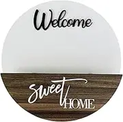 Esncddym Door Signs for Home | Wood Flower Arrangement Welcome Sign,Front Door Decor Welcome Spring Hangable Wall Decorations, Farmhouse Spring Door Sign